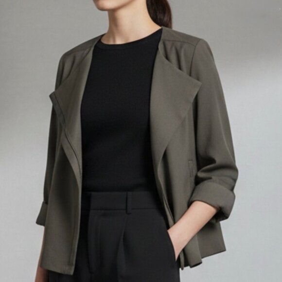 Loft Lined Zipper Olive Moto Blazer - Picture 2 of 3